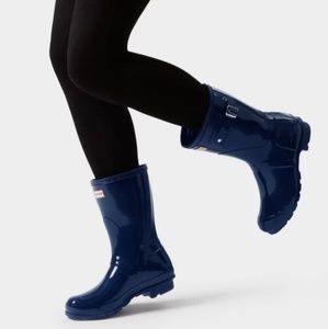 Hunter Original Short Gloss Ladies Wellies Navy